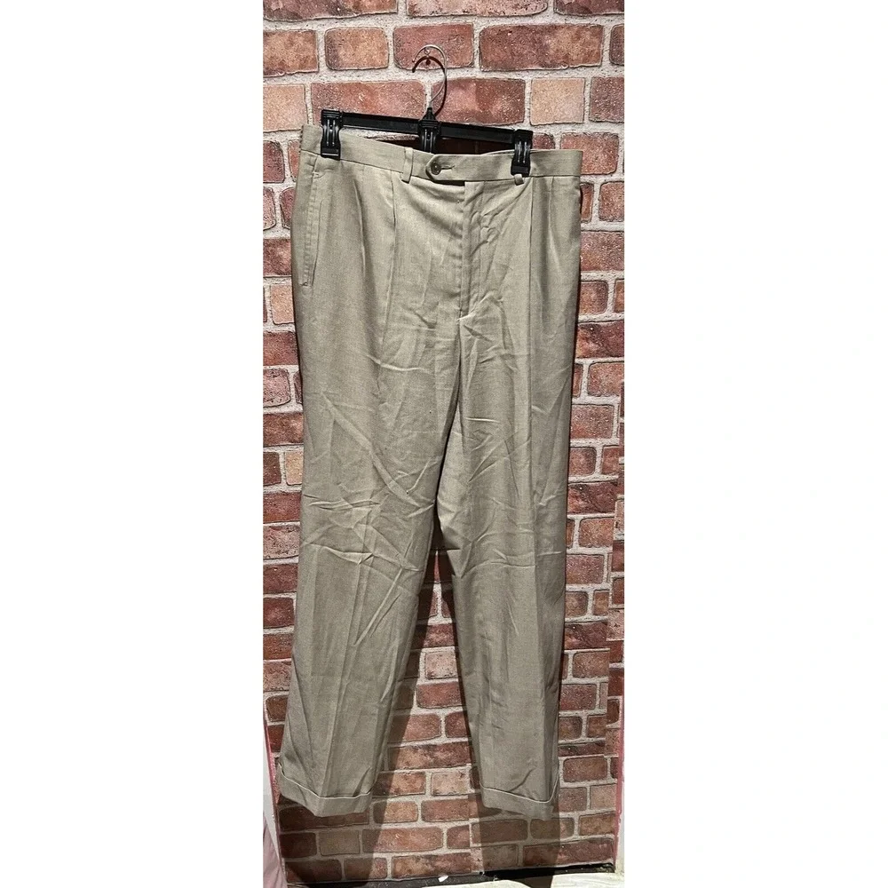 Polo Ralph Lauren Mens Dress Slack Pants Modern Fit Size‎ 34x34 Grey/Tan Cuffed